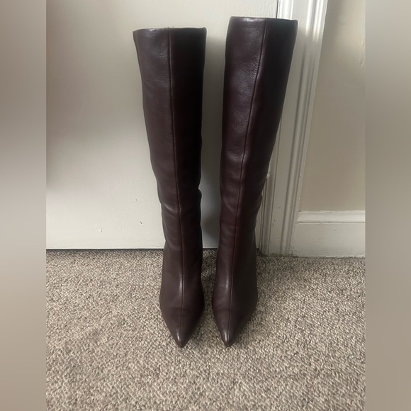 Mango (MNG)Merlot/ Burgundy leather knee high boot size 7 BN - Picture 1 of 7